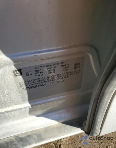 2014 Buick Lacrosse z USA, uszkodzony, nr VIN 1G4GB5G35EF219994